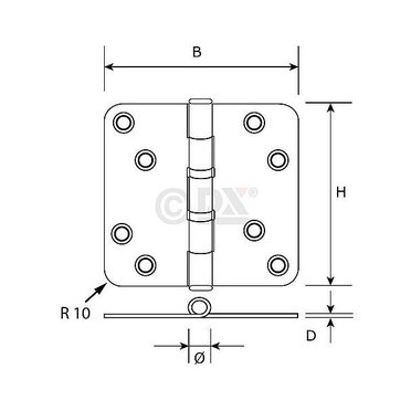 Kogellagerscharnier 89x89 mm Ronde Hoek RVS Zwart Gelakt - Afbeelding 2