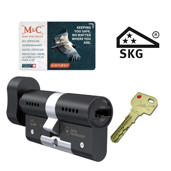 Cilinderslot M&C Condor knopcilinder zwart SKG3 - Afbeelding 2