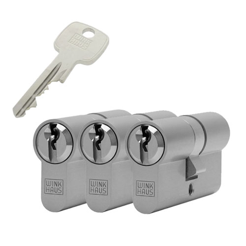 3x gelijksluitende cilindersloten Winkhaus XR cilinder SKG2