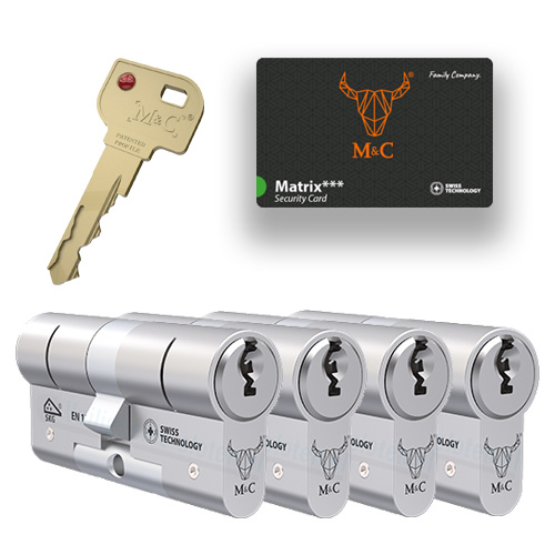 4x gelijksluitende cilindersloten M&C Matrix SKG3