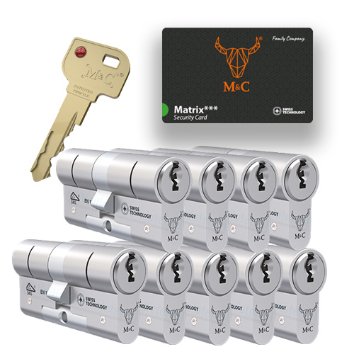 9x gelijksluitende cilindersloten M&C Matrix SKG3