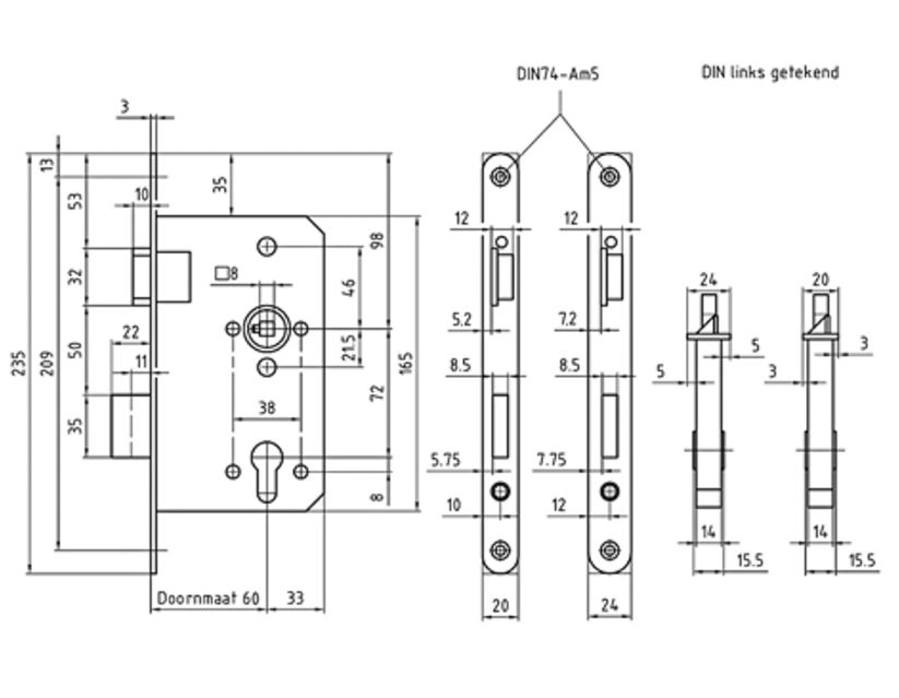 Mauer 8235 Dag- en nachtslot PC72 DM60 mm RVS Din Ls - Afbeelding 2