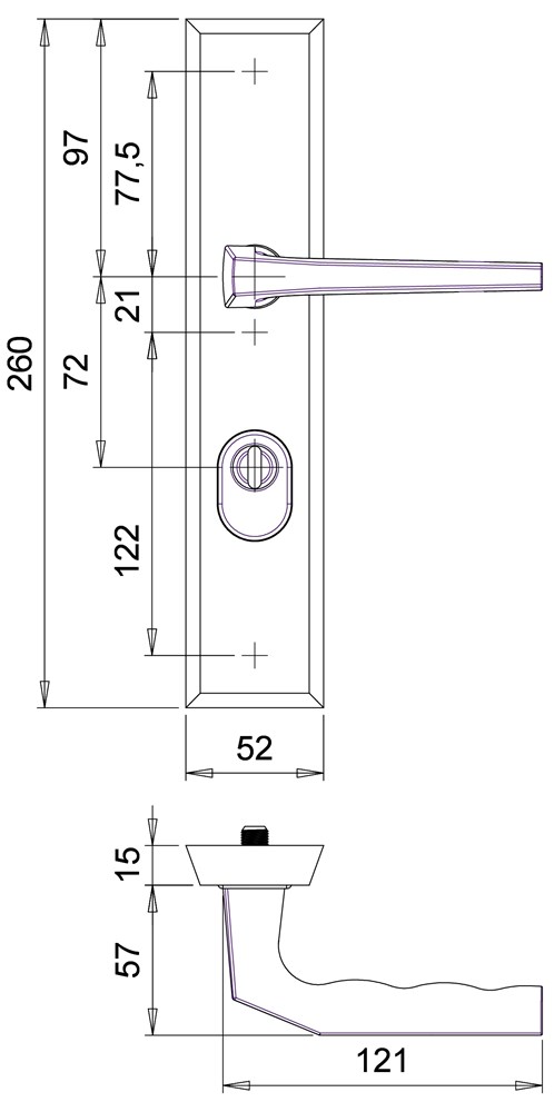 Dieckmann beslag SKG3 kruk/kruk F1 PC 92mm D7013XXL OUTLET - Afbeelding 2