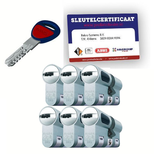 6x gelijksluitende cilindersloten Mauer New Wave 5 SKG3
