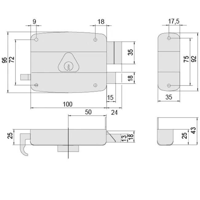 Cisa oplegslot 50320 – DM50 – Losse buitencilinder – DR1 – DIN Links - Afbeelding 2