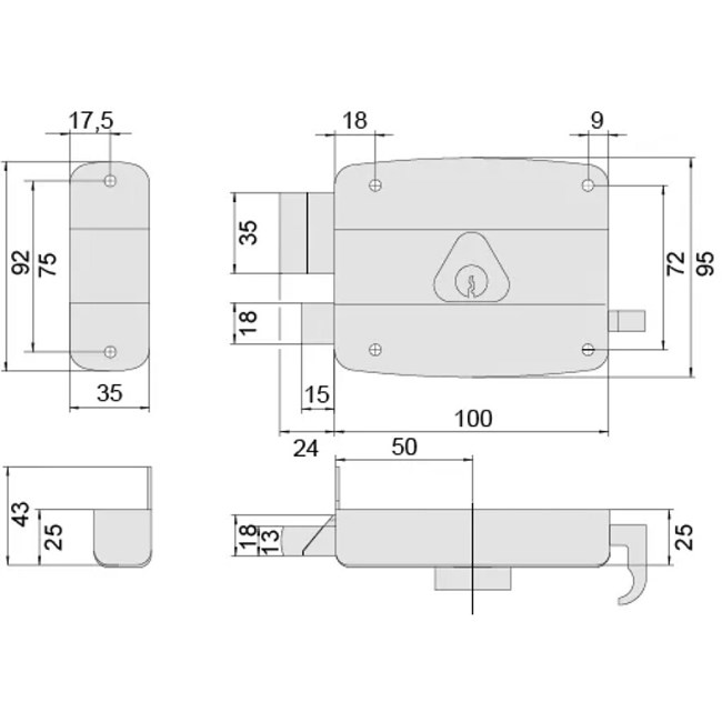 Cisa oplegslot 50320 – DM50 – Losse buitencilinder – DR2 – DIN Rechts - Afbeelding 2