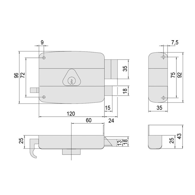 Cisa oplegslot 50320 – DM60 – Losse buitencilinder – DR1 – DIN Links - Afbeelding 2