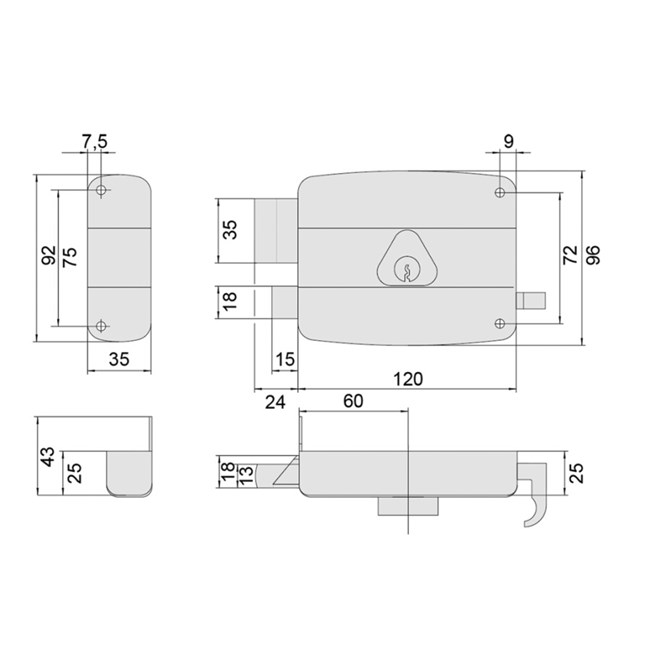 Cisa oplegslot 50320 – DM60 – Losse buitencilinder – DR2 – DIN Rechts - Afbeelding 2