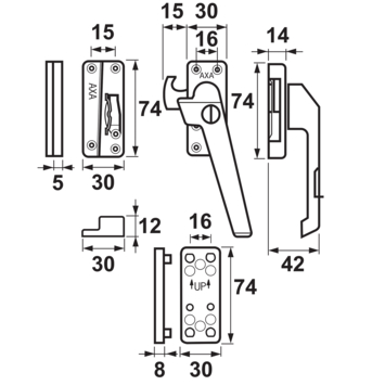 AXA raamsluiting 3319 rechts zilver OUTLET - Afbeelding 2