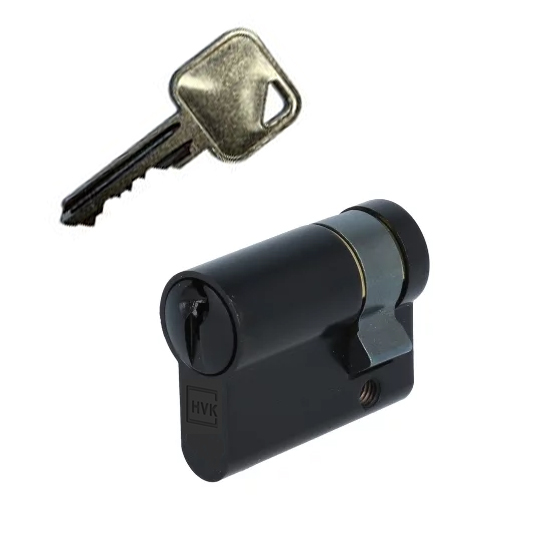 Cilinderslot HVK halve cilinder 10/30mm zwart