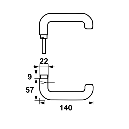 Axa Deurkruk U-model F1 aluminium - Afbeelding 2