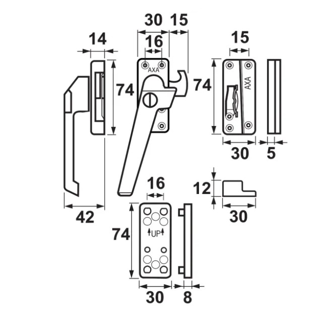 Veiligheids raamsluiting 3319 Linksdraaiend Opbouwsluitkom Aluminium - Afbeelding 4