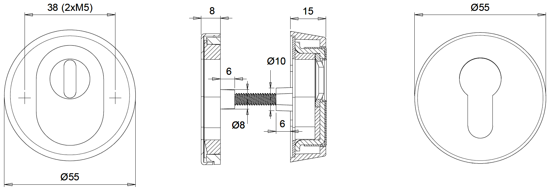 Kerntrekrozet Dieckmann Helmond D7055 aluminium F1 - Afbeelding 2