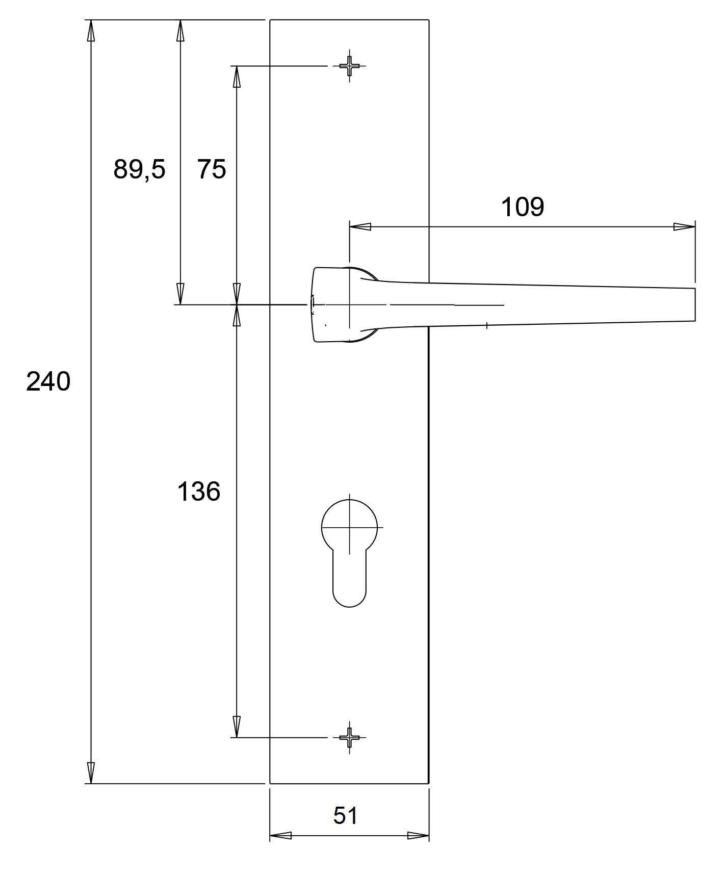 Kerntrekbeslag Dieckmann Alpha Duwer/kruk veiligheidsbeslag D7012 Zwart F14 - Afbeelding 3
