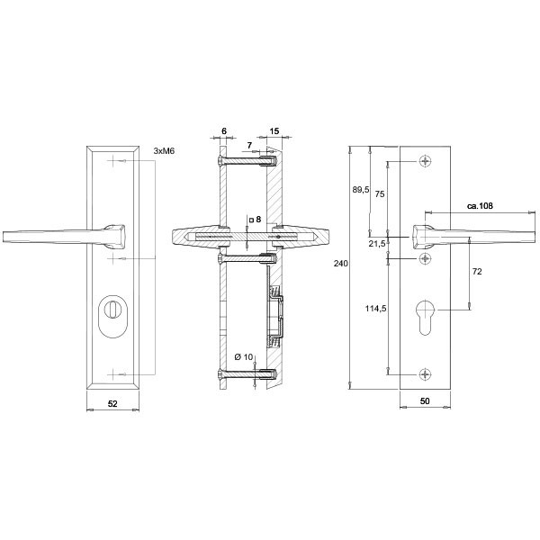 Kerntrekbeslag Dieckmann Alpha kruk/kruk veiligheidsbeslag D7013 Zwart - Afbeelding 3